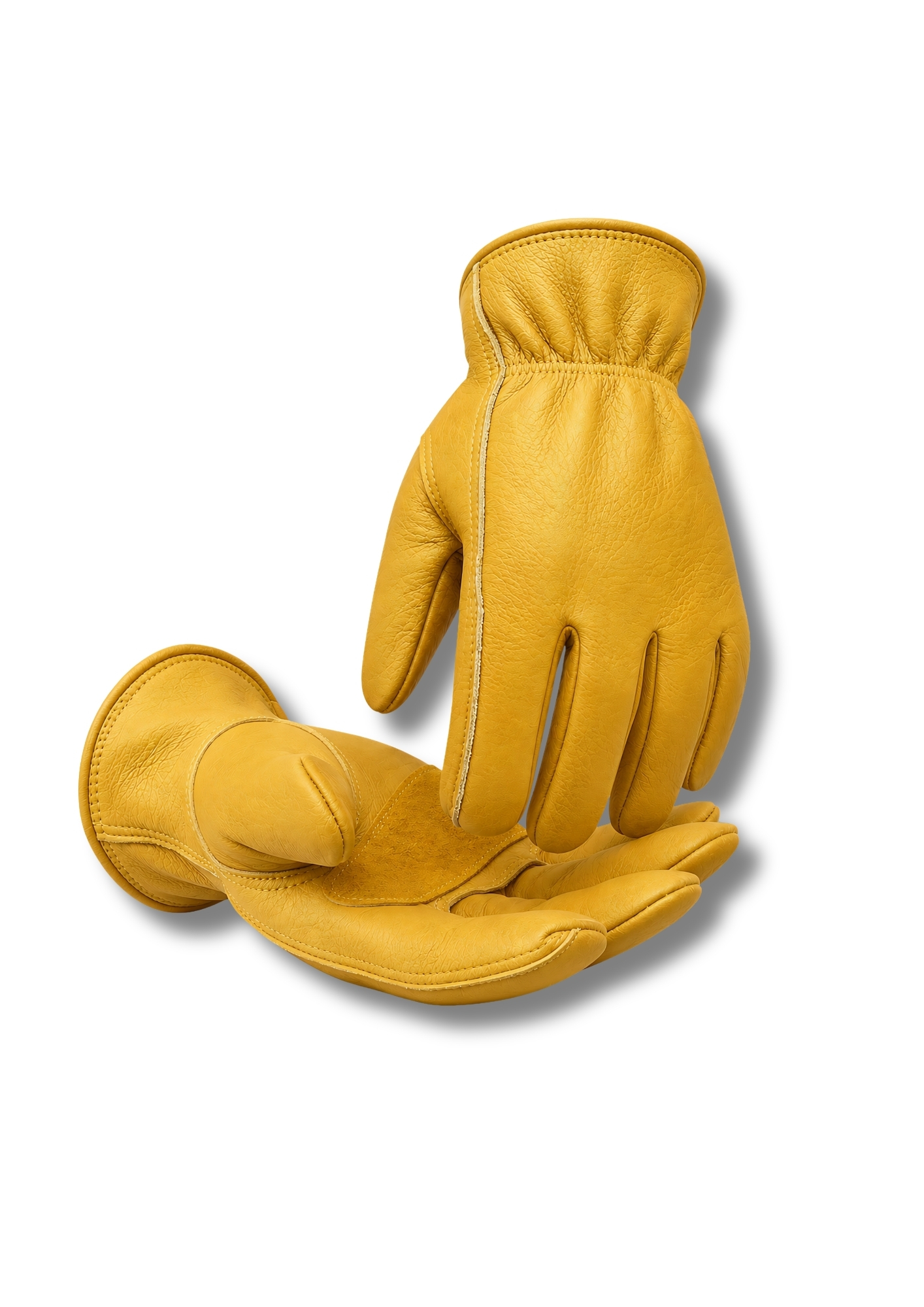 GR-1101 Premium Café Racer Leather Gloves – Sleek Motorcycle Riding Gloves, Modern Retro Biker Gear, Heavy-Duty Genuine Cowhide Motorbike Hand Protection | Golden Yellow Edition