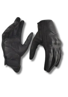 GR-1103 Premium Café Racer Leather Gloves – Sleek Motorcycle Riding Gloves, Modern Retro Biker Gear, Armor Protected Genuine Cowhide Motorbike Hand Protection | Stealth Black Edition