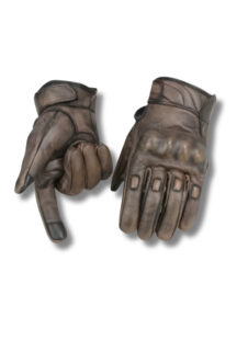 GR-1104 Premium Café Racer Leather Gloves – Sleek Motorcycle Riding Gloves, Modern Retro Biker Gear, Armor Protected Genuine Cowhide Motorbike Hand Protection | Distressed Charcoal Grey Edition