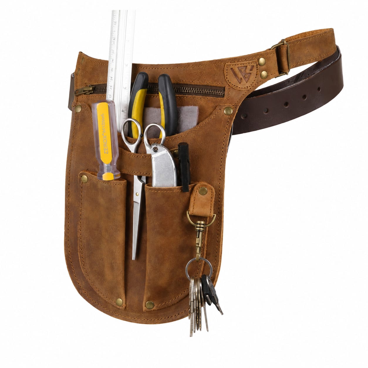 Groove Motorsports GR-2702 Professional Mechanics Tool Bag Pouch – Heavy-Duty Genuine Leather Tool Belt Organizer, Industrial Technician Waist Apron & Quick-Access Hardware Holster | Premium Brown Suede Edition