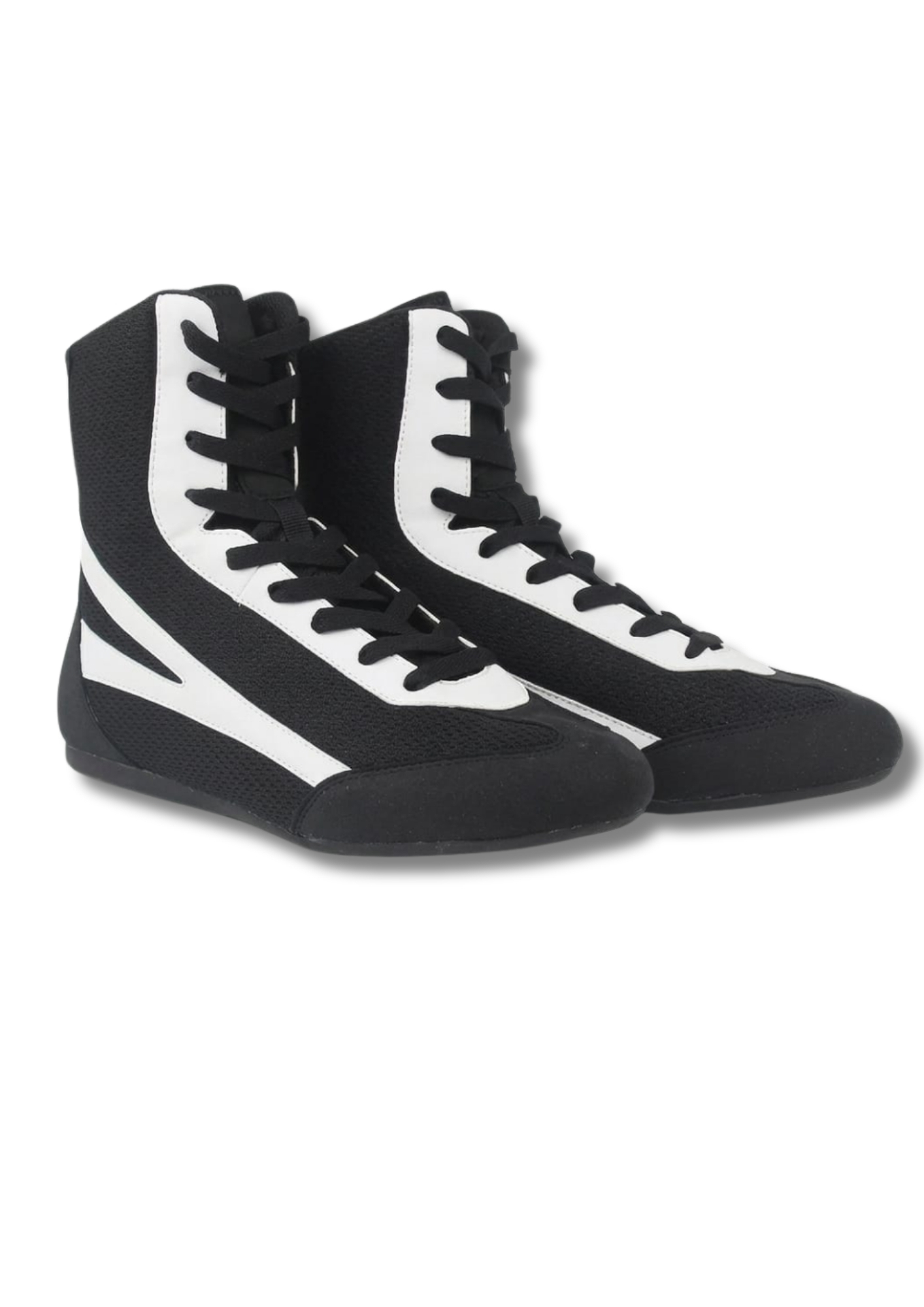GR-2905 Professional High-Top Boxing Shoes – Lightweight Ring Combat Boots, Wrestling & Tactical Training Footwear | Classic Black & White Edition