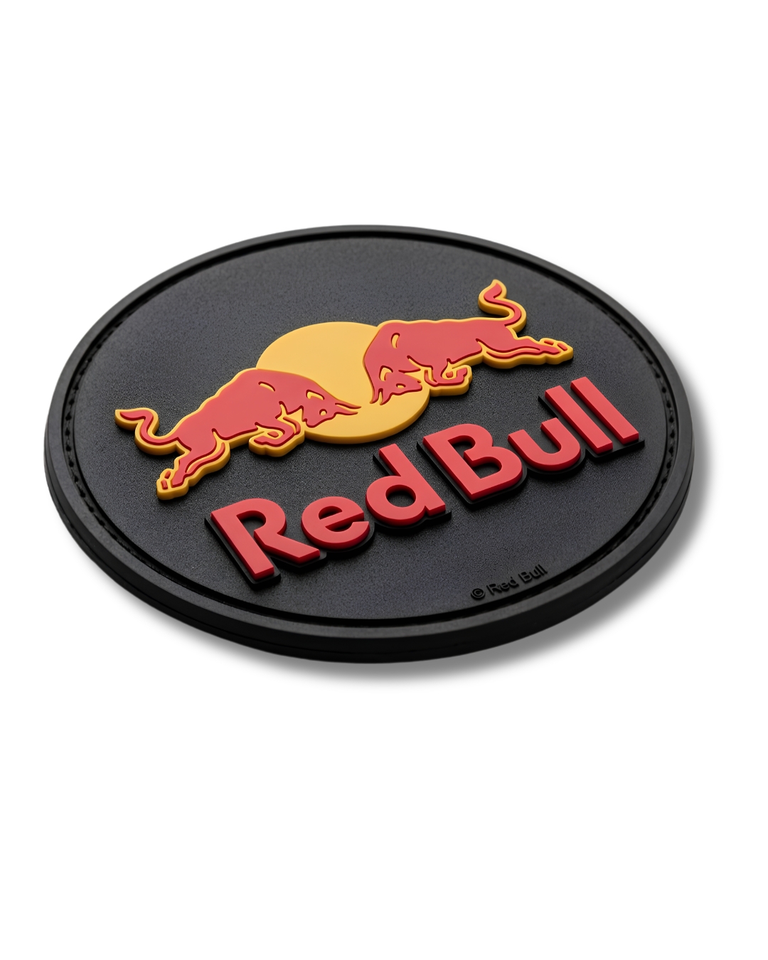 Red Bull Official Premium Circular Rubber Emblem Badge GR-3702 – High-Durability PVC Branding Patch, Industrial Workwear & Motorsports Gear Label | Iconic Red, Yellow & Black Edition