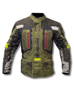 Groove Motorsports GR Force Enduro Suit Jacket – Heavy-Duty All-Weather Riding Jacket, Multi-Pocket Rally Textile Jacket & High-Visibility Protective Armor Jacket | Adventure Green Edition