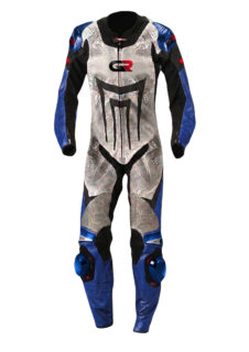 Groove Motorsports GR Inferno One-Piece Leather Motorcycle Racing Suit – Royal Blue & Silver