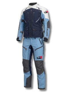 Groove Motorsports GR TrailPro Enduro Suit – Heavy-Duty All-Weather Riding Jacket & Trousers Set, Multi-Pocket Rally Textile Adventure Suit & High-Visibility Protective Gear | Alpine Blue Edition