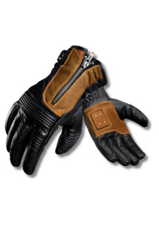 GR-1106 Premium Cafe Racer Gloves – Classic Heritage Leather Riding Gloves, Vintage Two-Tone Leather, Padded Palm Protection & Easy Entry Zipper | Vintage Brown & Black Edition
