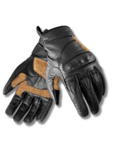 GR-1107 Premium Cafe Racer Gloves – Classic Heritage Leather Riding Gloves, Perforated Airflow Leather, Molded Hard Knuckle Protection & Suede Palm Grip | Vintage Black & Tan Edition