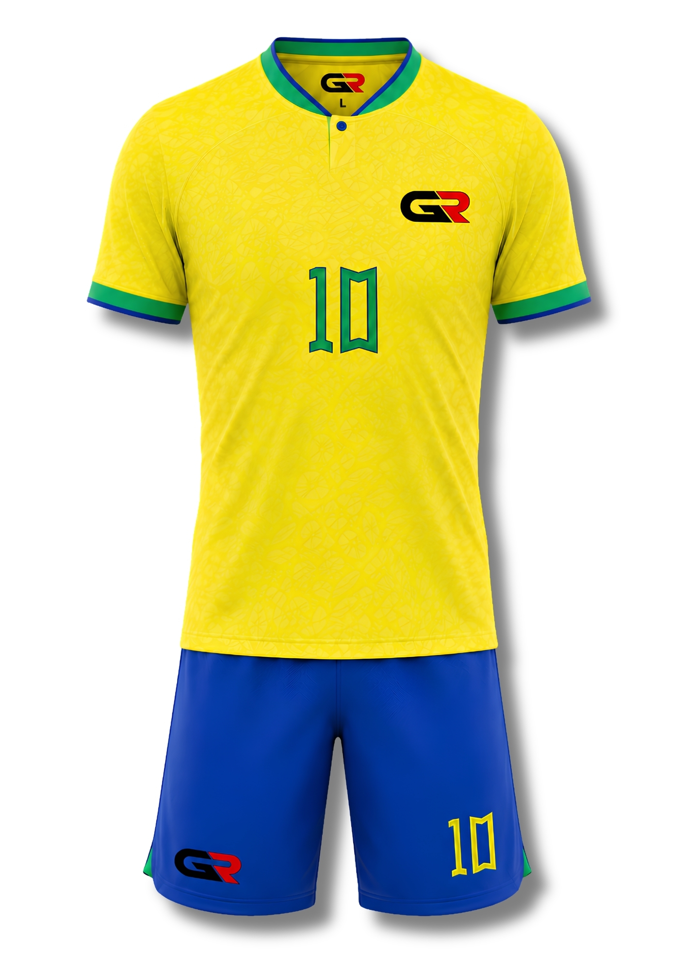 Groove Motorsports GR-3702 Premium Team Kit – Heavy-Duty Sublimated Sportswear Jersey & Shorts Set, Moisture-Wicking Active Training Uniform | Canarinho Edition