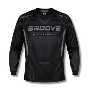 GR-4301 Performance Airsoft & Tactical Field Shirt – Long-Sleeve Sublimated Airsoft Jersey, Breathable Moisture-Wicking Poly-Mesh & Padded Forearm Protection | Stealth Black & Dark Grey Edition